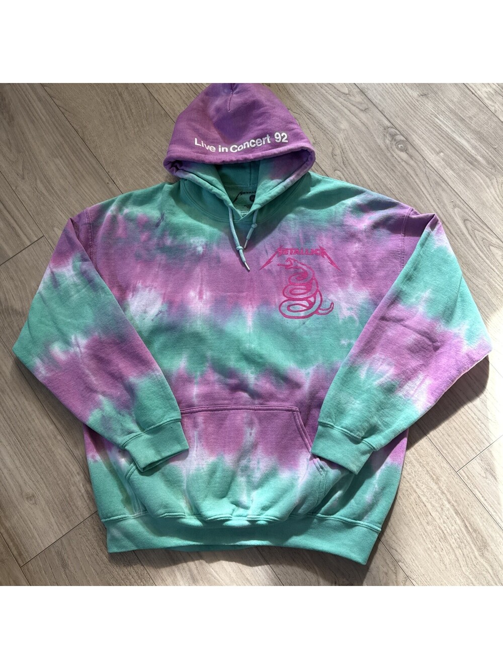 Metallica Live In Concert 92 Hoodie Tie Dye Sweatshirt Size M Tour Glow Unique